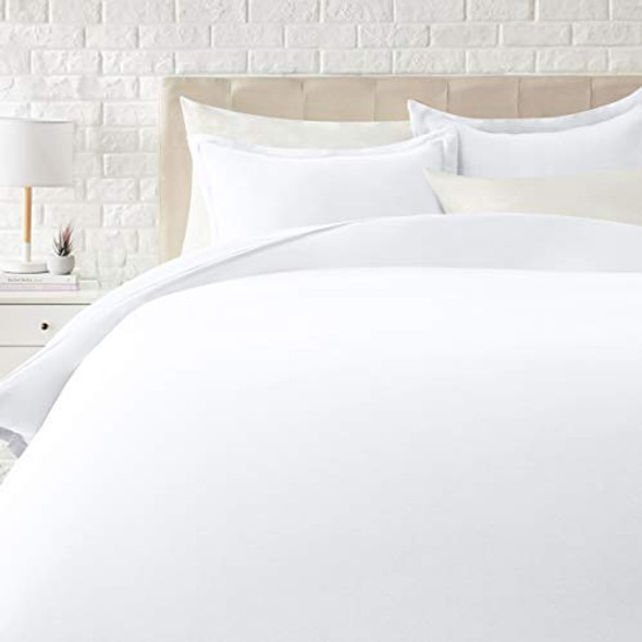 AMAZON BASICS LIGHTWEIGHT MICROFIBER 3 PIECE DUVET COVER SET FULL/QUEEN - WHITE AMAZON BASICS LIGHTWEIGHT MICROFIBER 3 PIECE DUVET COVER SET FULL/QUEEN - WHITE