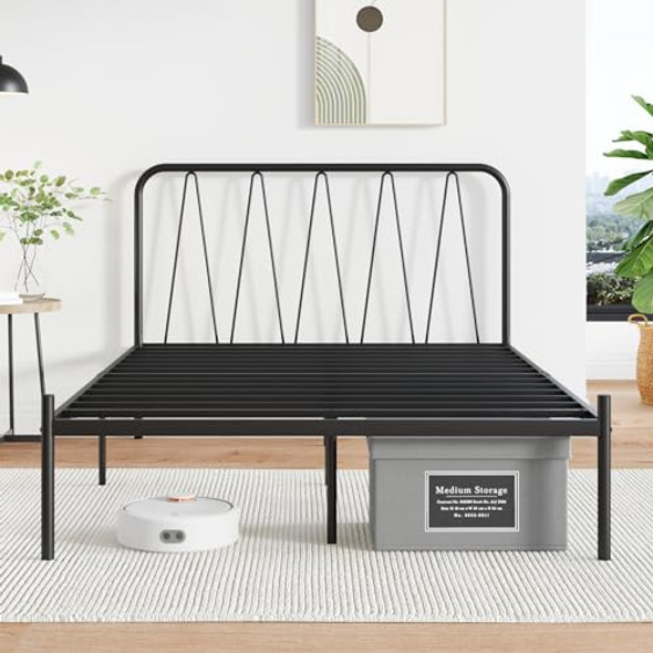 NOVILLA 14" Metal Platform Bed Frame w/ Modern Headboard Easy Assembly - Black NOVILLA 14" Metal Platform Bed Frame w/ Modern Headboard Easy Assembly - Black