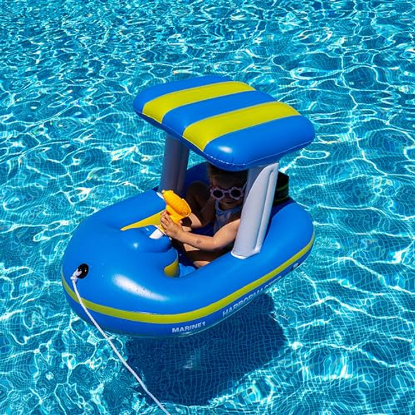 ZONE TECH BOAT INFLATABLE POOL FLOATS KIDS HARBOR MASTER PATROL 1 PACK - BLUE ZONE TECH BOAT INFLATABLE POOL FLOATS KIDS HARBOR MASTER PATROL 1 PACK - BLUE