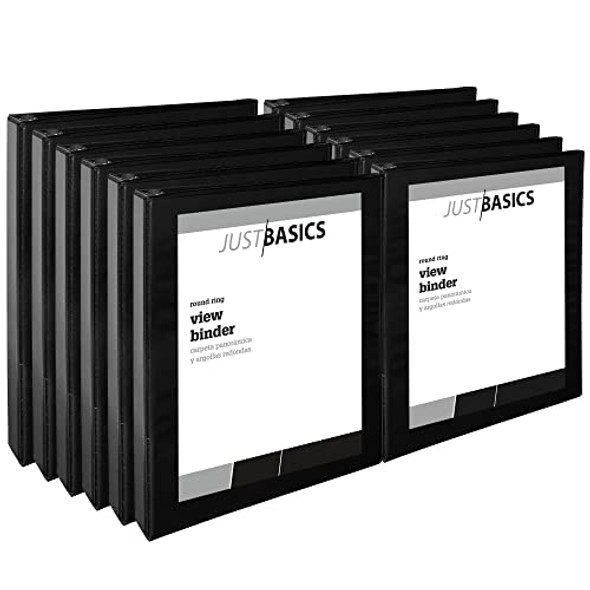 JUST BASICS ROUND-RING VIEW RINGS 61% RECYCLED PACK OF 12 BINDERS - BLACK JUST BASICS ROUND-RING VIEW RINGS 61% RECYCLED PACK OF 12 BINDERS - BLACK