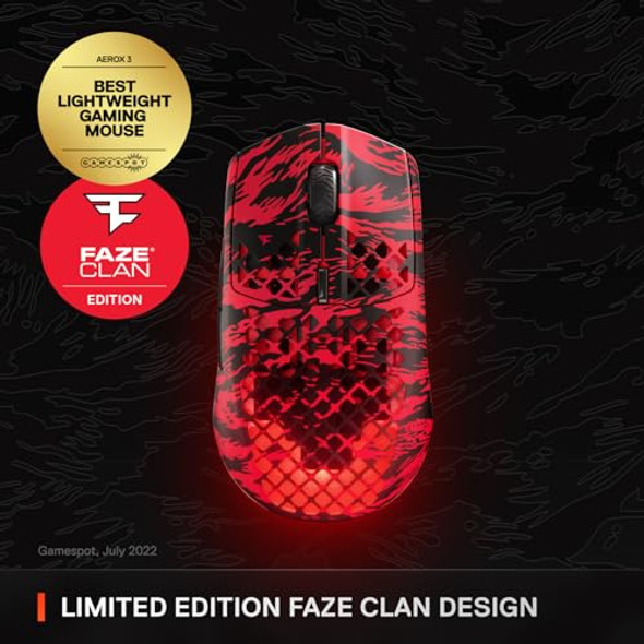 SteelSeries Aerox 3 Wireless FAZE CLAN Edition Holey RGB Gaming Mouse