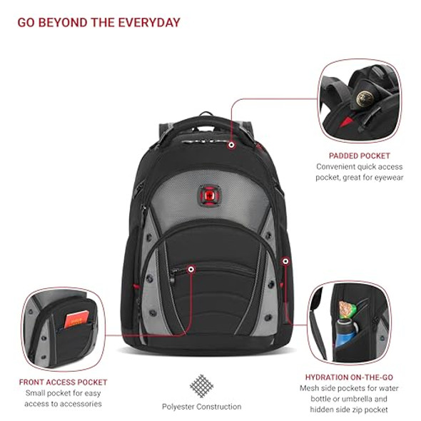 WENGER SYNERGY LAPTOP BACKPACK, FITS 16 INCH LAPTOP, BAG, 27305140 - BLACK/GRAY New WENGER SYNERGY LAPTOP BACKPACK, FITS 16 INCH LAPTOP, BAG, 27305140 - BLACK/GRAY New