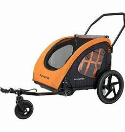 SCHWINN SPRINGBROOK BICYCLE TRAILER, TWO PASSENGERS - ORANGE & BLACK New