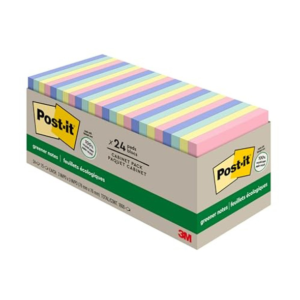 POST-IT GREENER NOTES, 3X3 IN, 24 PADS, PASTEL COLORS - SWEET SPRINKLES New POST-IT GREENER NOTES, 3X3 IN, 24 PADS, PASTEL COLORS - SWEET SPRINKLES New