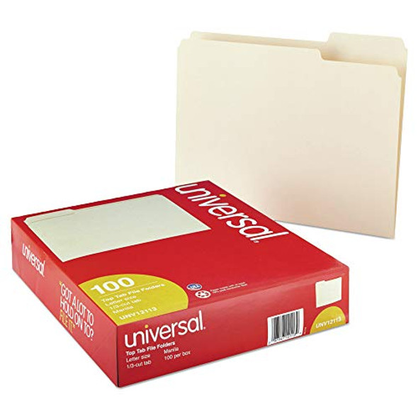 UNIVERSAL 12113 FILE FOLDERS 1/3 CUT ASSORTED ONE-PLY TOP TAB LETTER MANILA New UNIVERSAL 12113 FILE FOLDERS 1/3 CUT ASSORTED ONE-PLY TOP TAB LETTER MANILA New