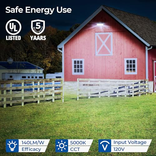 CINOTON LED BARN LIGHT, DUSK TO DAWN OUTDOOR LIGHTING, 42W 4950LM 5000K - BLACK