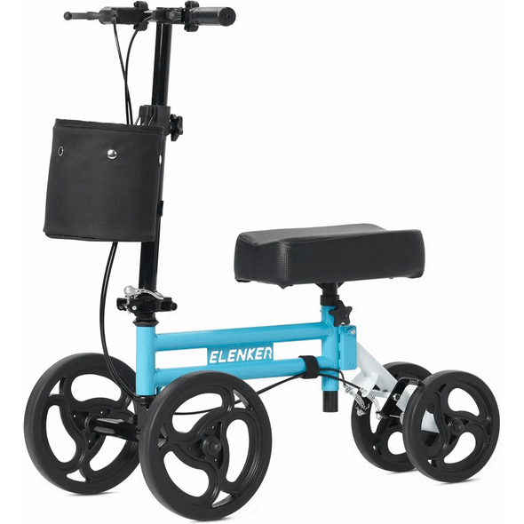 ELENKER YF-9005E STEERABLE MEDICAL KNEE WALKER 10" WHEELS - LIGHT BLUE/WHITE