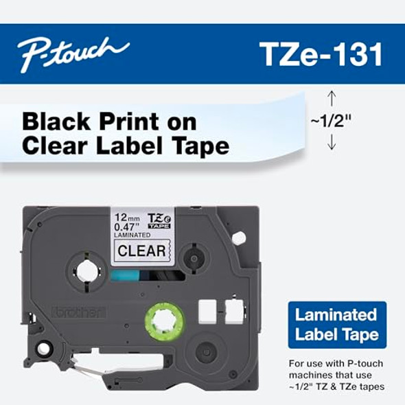 Brother Genuine P-touch TZE-131 Tape 0.5" (12MM X 8M) Standard Laminated Tape New Brother Genuine P-touch TZE-131 Tape 0.5" (12MM X 8M) Standard Laminated Tape New
