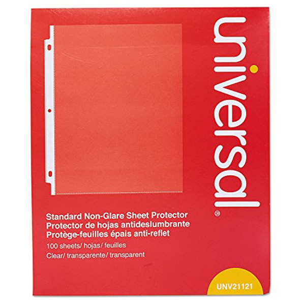 UNIVERSAL STANDARD SHEET PROTECTOR, 8.5"X11", CLEAR, NON-GLARE, 100/BOX - CLEAR New UNIVERSAL STANDARD SHEET PROTECTOR, 8.5"X11", CLEAR, NON-GLARE, 100/BOX - CLEAR New