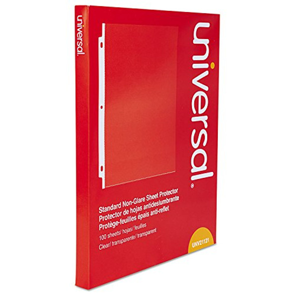 UNIVERSAL STANDARD SHEET PROTECTOR, 8.5"X11", CLEAR, NON-GLARE, 100/BOX - CLEAR New UNIVERSAL STANDARD SHEET PROTECTOR, 8.5"X11", CLEAR, NON-GLARE, 100/BOX - CLEAR New