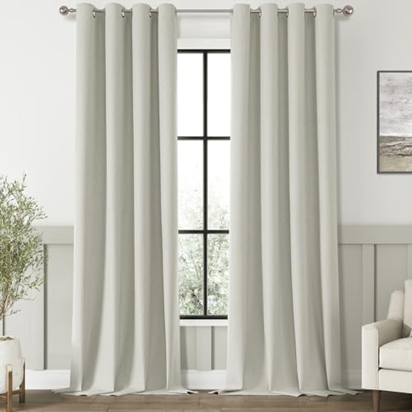CHRISDOWA 100% BLACKOUT GRAYISH BEIGE CURTAINS 120 INCHES LONG 2 PANELS CHRISDOWA 100% BLACKOUT GRAYISH BEIGE CURTAINS 120 INCHES LONG 2 PANELS