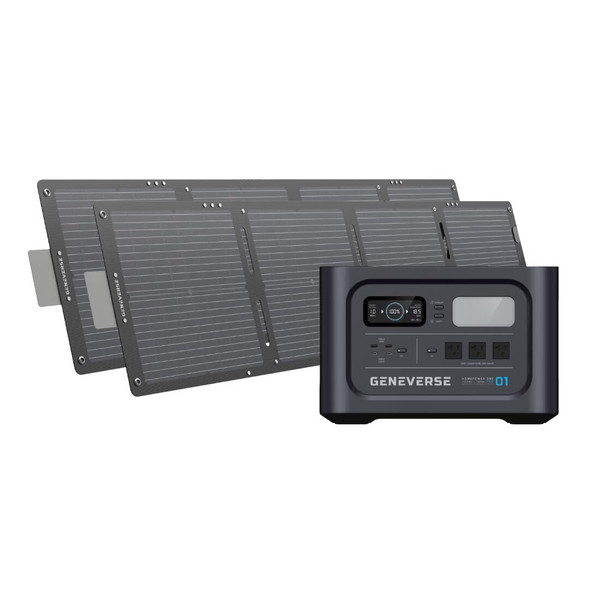 GENEVERSE 1210WH SOLAR GENERATOR BUNDLE 60-GVUS-SG2M2 - BLACK New GENEVERSE 1210WH SOLAR GENERATOR BUNDLE 60-GVUS-SG2M2 - BLACK New