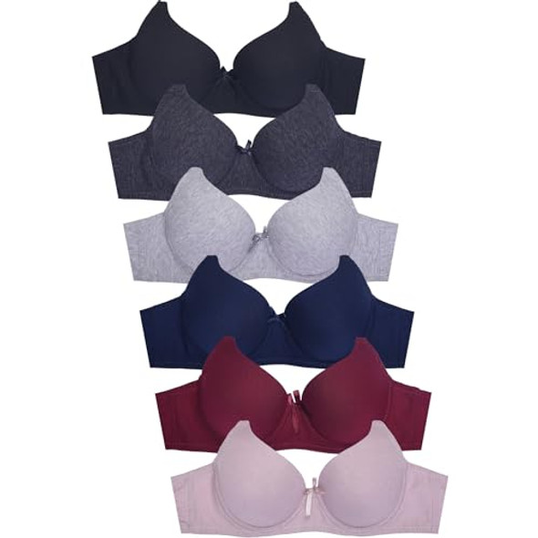 BR4307P MAMIA WOMEN'S BASIC PLAIN BRAS PACK OF 6 34C - ASSORTED COLORS New BR4307P MAMIA WOMEN'S BASIC PLAIN BRAS PACK OF 6 34C - ASSORTED COLORS New