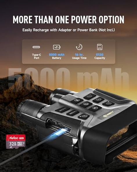 PINTY NIGHT VISION GOGGLES 4K UHD DIGITAL VISION SCOPE WITH 5X ZOOM 5000 MAH PINTY NIGHT VISION GOGGLES 4K UHD DIGITAL VISION SCOPE WITH 5X ZOOM 5000 MAH