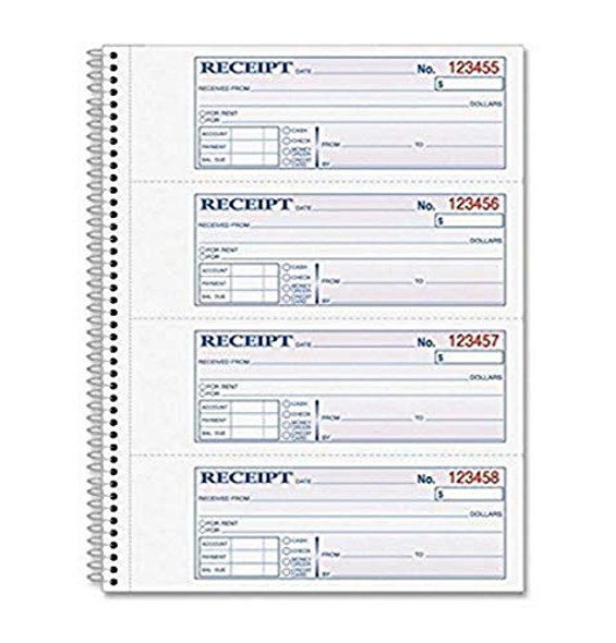 ADAMS MONEY AND RENT RECEIPT BOOK 2-PARTS RECEIPTS 7-5/8" X 11" - WHITE/CANARY New