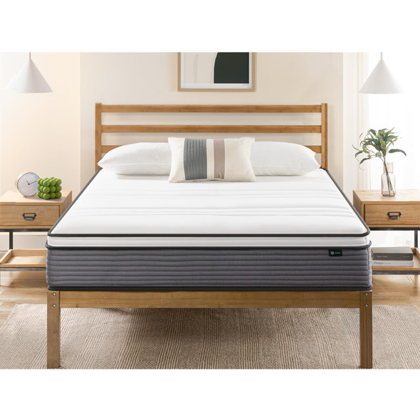 Zinus 10" Inch True Support Hybrid Mattress [New Version] Queen Fiberglass Free New