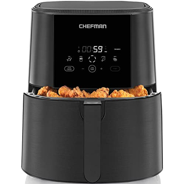 CHEFMAN TURBOFRY TOUCH AIR FRYER OIL-FREE DIGITAL CONTROLS 5 QUART - BLACK