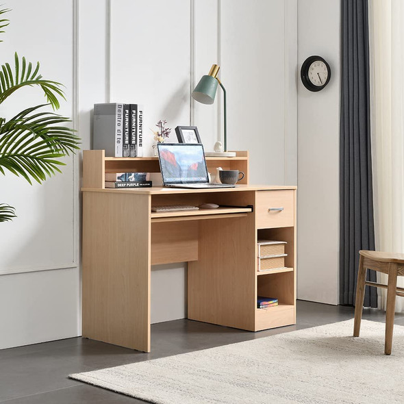 ROCKPOINT AXESS WRITING DESK FOR STUDENT WITH STORAGE - NATURAL MAPLE New ROCKPOINT AXESS WRITING DESK FOR STUDENT WITH STORAGE - NATURAL MAPLE New
