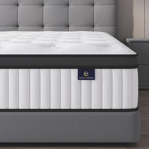 CEMTIP FULL SIZE MATTRESS, 10 INCH HYBRID MATTRESS IN A BOX - WHITE New