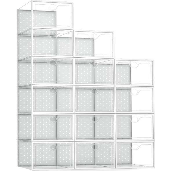 Pinkpum 15 Pack X-Large Shoe Storage Boxes Fit US Size 12, Sneakerheads White Pinkpum 15 Pack X-Large Shoe Storage Boxes Fit US Size 12, Sneakerheads White