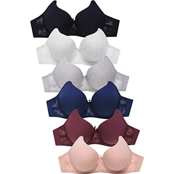 Mamias Women Basic Plain Bras, Pack of 6, Size 34C, BR4326P - Martial Arts Blue New Mamias Women Basic Plain Bras, Pack of 6, Size 34C, BR4326P - Martial Arts Blue New