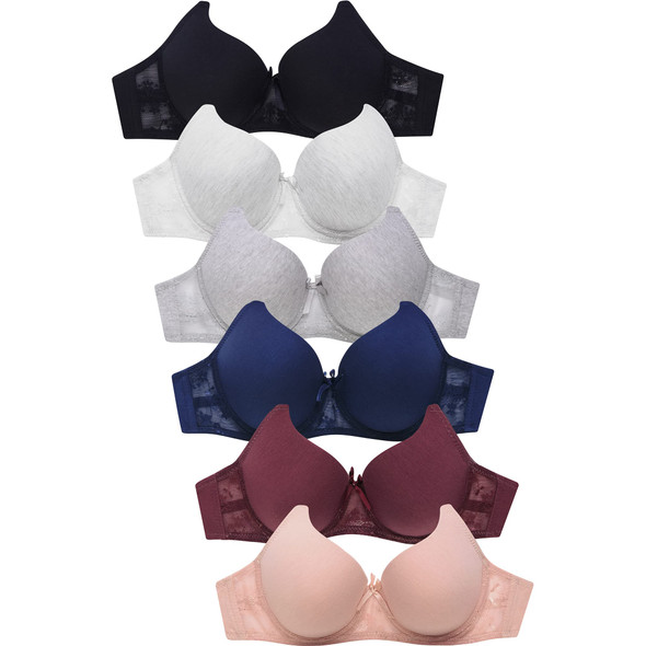 Mamias Women Basic Plain Bras, Pack of 6, Size 34C, BR4326P - Martial Arts Blue New Mamias Women Basic Plain Bras, Pack of 6, Size 34C, BR4326P - Martial Arts Blue New