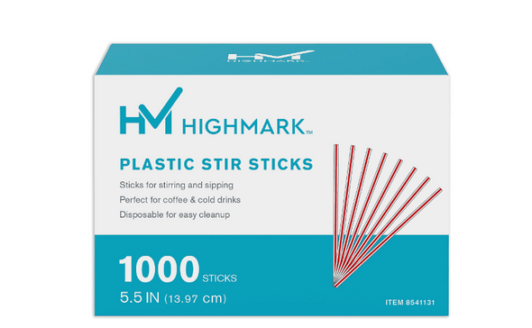 HIGHMARK® PLASTIC STIR STICKS, 5-1/2", RED/WHITE, CASE OF 10,000 New HIGHMARK® PLASTIC STIR STICKS, 5-1/2", RED/WHITE, CASE OF 10,000 New