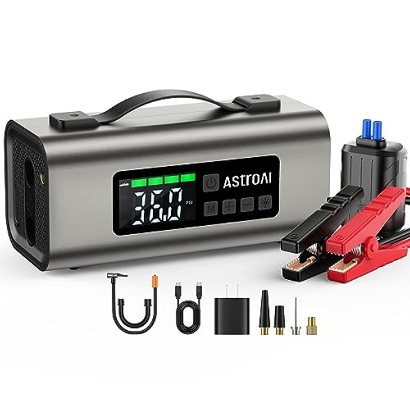 ASTROAI PORTABLE JUMP STARTER AIR 150PSI 2500A CAR BATTERY JUMP STARTER - GRAY ASTROAI PORTABLE JUMP STARTER AIR 150PSI 2500A CAR BATTERY JUMP STARTER - GRAY