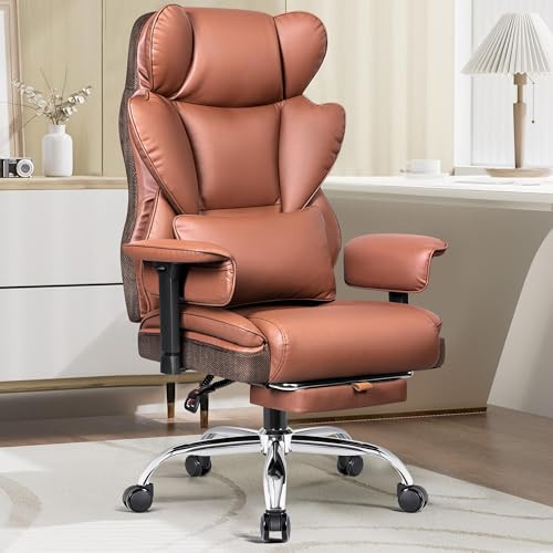 BESTFAIR BIG AND TALL OFFICE CHAIR - HIGH BACK & FOOTREST - BROWN