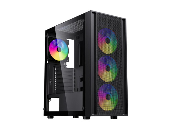 DIYPC DIY-S03-ARGB Black USB3.0 Steel/ Tempered Glass ATX Mid Tower Gaming