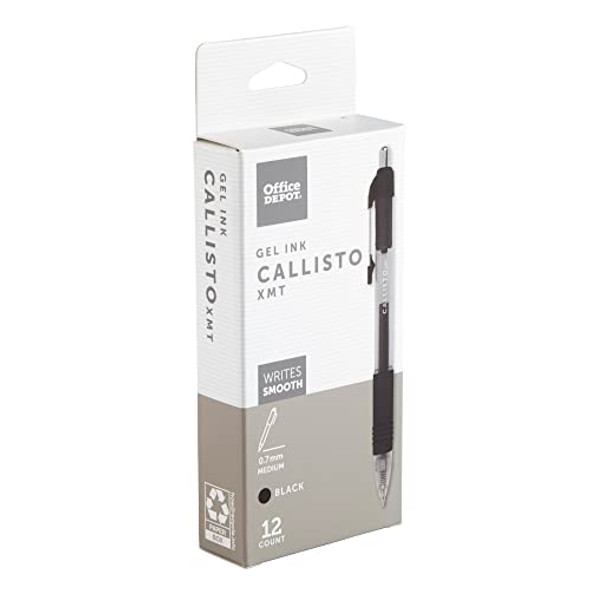 OFFICE DEPOT SOFT-GRIP RETRACTABLE GEL PENS, 0.7 MM, BLACK BARREL - BLACK New OFFICE DEPOT SOFT-GRIP RETRACTABLE GEL PENS, 0.7 MM, BLACK BARREL - BLACK New
