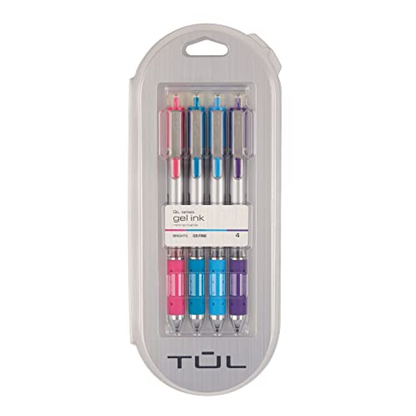 TUL GL Series Retractable Gel Pens, 0.5mm, Silver Barrel, Assorted Ink, Pack 4 New TUL GL Series Retractable Gel Pens, 0.5mm, Silver Barrel, Assorted Ink, Pack 4 New