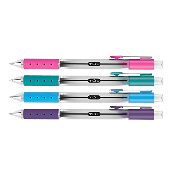 TUL GL Series Retractable Gel Pens, 0.5mm, Silver Barrel, Assorted Ink, Pack 4 New TUL GL Series Retractable Gel Pens, 0.5mm, Silver Barrel, Assorted Ink, Pack 4 New