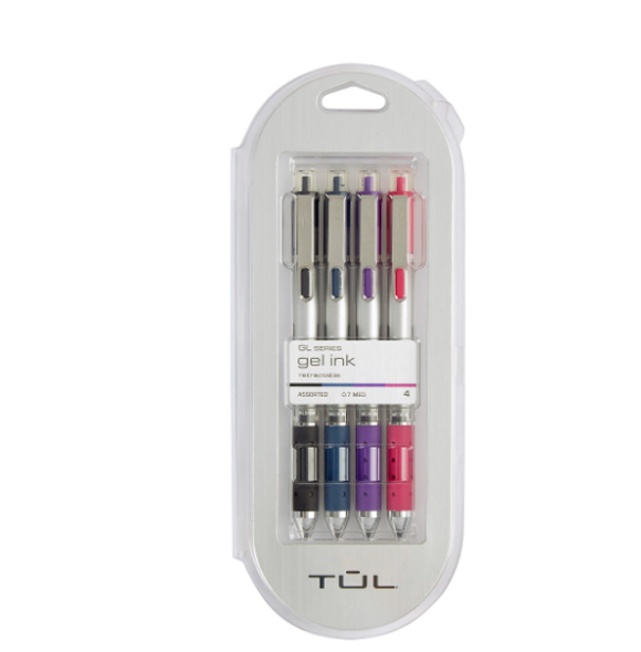 TUL RETRACTABLE GEL PENS MEDIUM POINT 0.7 MM 4 PENS - BLACK/NAVY/PURPLE/LAVENDER New TUL RETRACTABLE GEL PENS MEDIUM POINT 0.7 MM 4 PENS - BLACK/NAVY/PURPLE/LAVENDER New