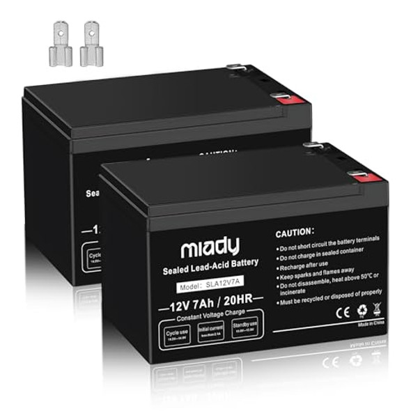 MIADY 12V 7AH RECHARGEABLE SEALED LEAD ACID BATTERY 2 PACK SLA12V7A - Black MIADY 12V 7AH RECHARGEABLE SEALED LEAD ACID BATTERY 2 PACK SLA12V7A - Black