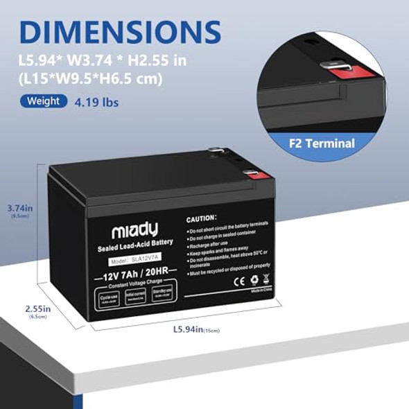 MIADY 12V 7AH RECHARGEABLE SEALED LEAD ACID BATTERY 2 PACK SLA12V7A - Black MIADY 12V 7AH RECHARGEABLE SEALED LEAD ACID BATTERY 2 PACK SLA12V7A - Black