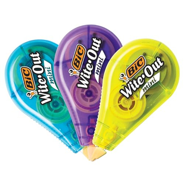 BIC WITE-OUT MINI CORRECTION TAPE 3/PACK WOTMP31-WHI - WHITE New BIC WITE-OUT MINI CORRECTION TAPE 3/PACK WOTMP31-WHI - WHITE New