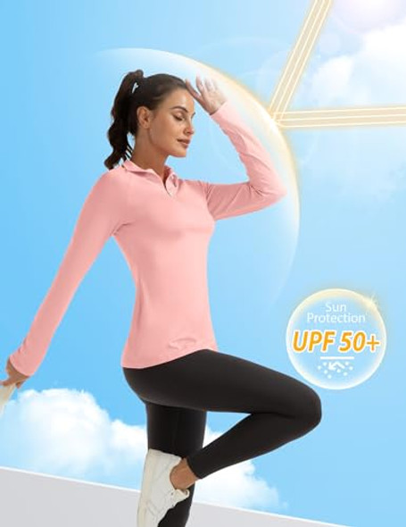 FKEEP WOMEN'S POLO SHIRTS LONG SLEEVE UPF 50+ SUN PROTECTION TENNIS GOLF - PINK New FKEEP WOMEN'S POLO SHIRTS LONG SLEEVE UPF 50+ SUN PROTECTION TENNIS GOLF - PINK New