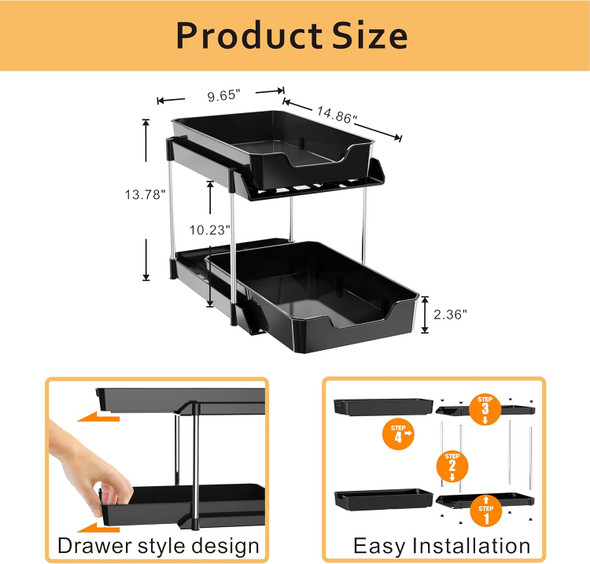 JLKDQ UNDER SINK ORGANIZERS AND STORAGE, 2 PACK - BLACK JLKDQ UNDER SINK ORGANIZERS AND STORAGE, 2 PACK - BLACK
