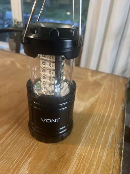 VONT SUPER BRIGHT LED CAMPING LANTERN EMERGENCY OUTAGES SURVIVAL LIGHT - BLACK