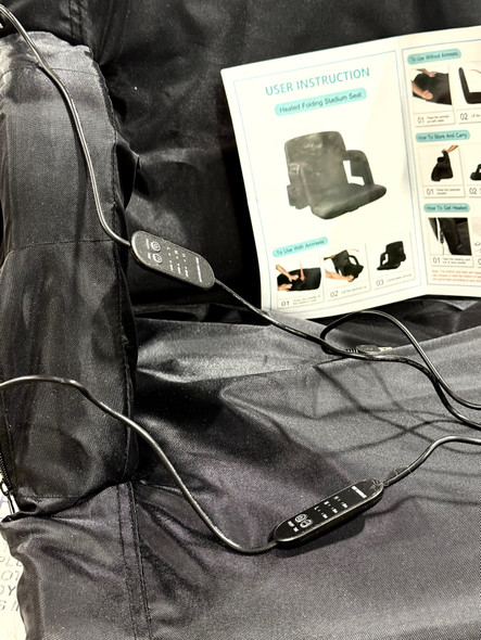 GENERIC HEATED FOLDING STADIUM SEAT / 2 USB CONTROL - BLACK GENERIC HEATED FOLDING STADIUM SEAT / 2 USB CONTROL - BLACK