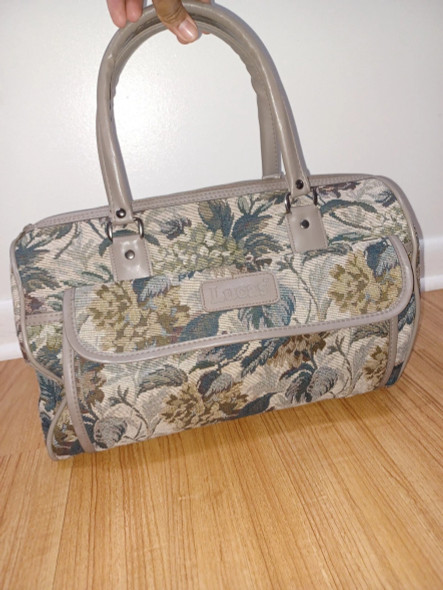 LUCAS TRAVEL BAG TAPRESTRY, 15", FLORAL DRAWINGS, PLANTS - GRAY LUCAS TRAVEL BAG TAPRESTRY, 15", FLORAL DRAWINGS, PLANTS - GRAY