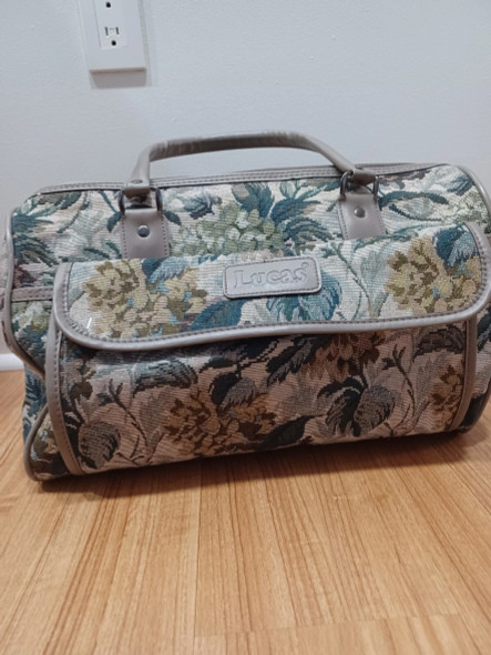 LUCAS TRAVEL BAG TAPRESTRY, 15", FLORAL DRAWINGS, PLANTS - GRAY LUCAS TRAVEL BAG TAPRESTRY, 15", FLORAL DRAWINGS, PLANTS - GRAY