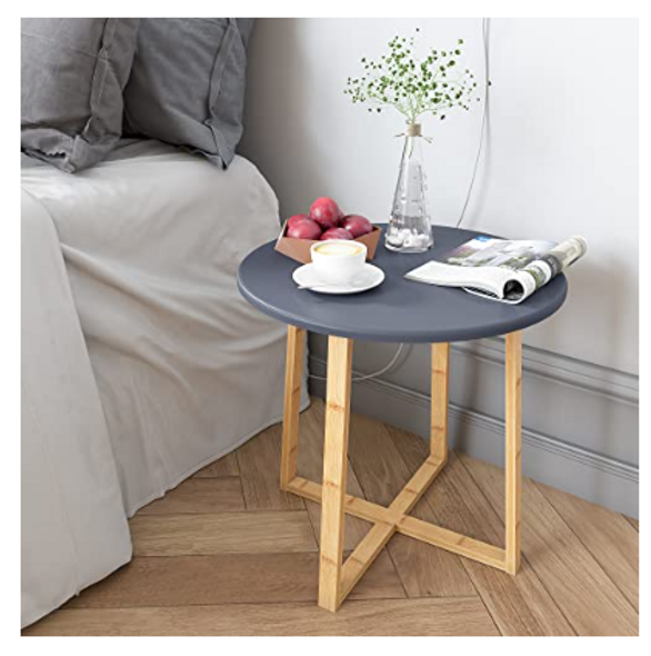 BAMEOS SIDE TABLE MODERN NIGHTSTAND ROUND SIDE END ACCENT COFFEE TABLE - GRAY BAMEOS SIDE TABLE MODERN NIGHTSTAND ROUND SIDE END ACCENT COFFEE TABLE - GRAY