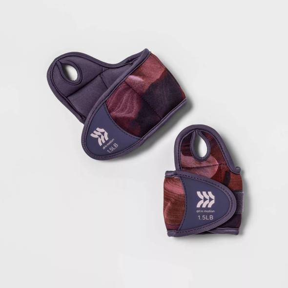 ALL IN MOTION WRIST WEIGHTS ANTI-MICROBIAL 1.5LBS 2PC - ADJUSTABLE NEOPRENE PAIR ALL IN MOTION WRIST WEIGHTS ANTI-MICROBIAL 1.5LBS 2PC - ADJUSTABLE NEOPRENE PAIR