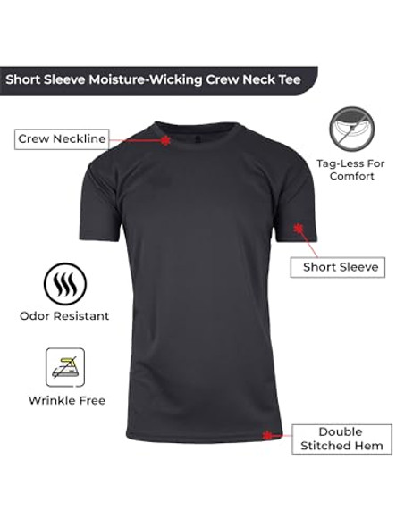 GALAXY BY HARVIC MEN'S MOISTURE-WICKING WRINKLE TEE SIZE: MEN XL - CHARCOAL New