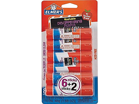 ELMERS ELMER'S DISAPPEARING PURPLE SCHOOL GLUE STICKS 0.21 OZ EACH 8 STICKS New ELMERS ELMER'S DISAPPEARING PURPLE SCHOOL GLUE STICKS 0.21 OZ EACH 8 STICKS New