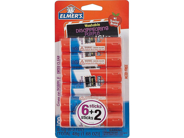 ELMERS ELMER'S DISAPPEARING PURPLE SCHOOL GLUE STICKS 0.21 OZ EACH 8 STICKS New ELMERS ELMER'S DISAPPEARING PURPLE SCHOOL GLUE STICKS 0.21 OZ EACH 8 STICKS New