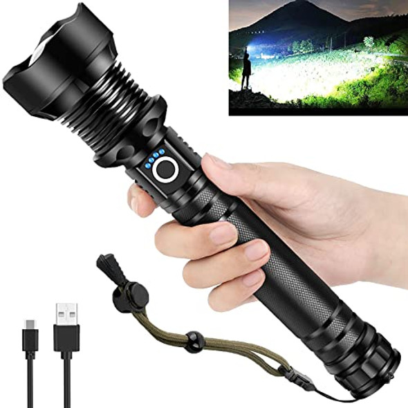 OMALIGHT Rechargeable LED Tactical Flashlight with Zoomable, 10 Modes - Black OMALIGHT Rechargeable LED Tactical Flashlight with Zoomable, 10 Modes - Black