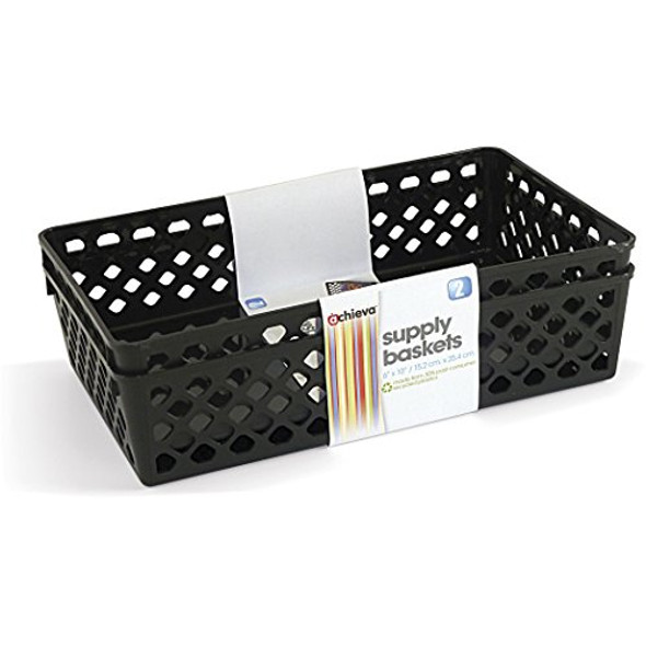 OFFICEMATE OIC ACHIEVA LARGE SUPPLY BASKET, PACK OF 2, RECYCLED - BLACK OFFICEMATE OIC ACHIEVA LARGE SUPPLY BASKET, PACK OF 2, RECYCLED - BLACK